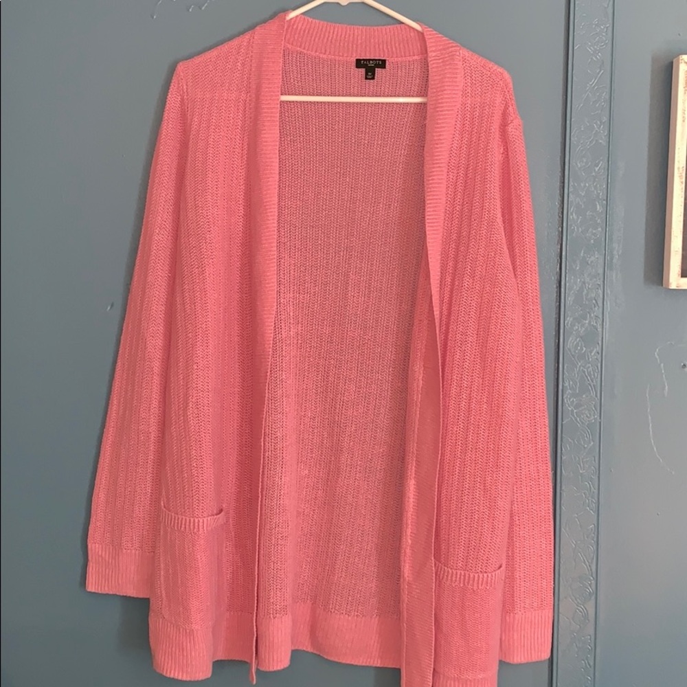 Talbots pink knit cardigan